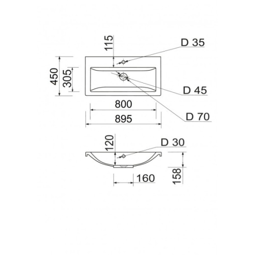Умивальник Vivia Cers 80 (A0053002) - 5