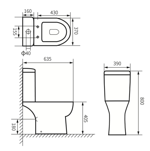 Унітаз для підлоги з бачком IMPRESE Katka 63,5*39*80 см, rimless, сидіння duroplast (c06209803) - 2