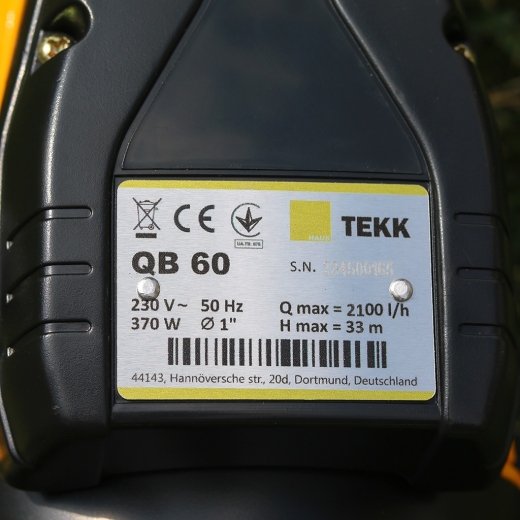 Насос поверхневий вихровий Tekk Haus QB60, 370 Вт, кабель 1 м (TEK1000056) - 8
