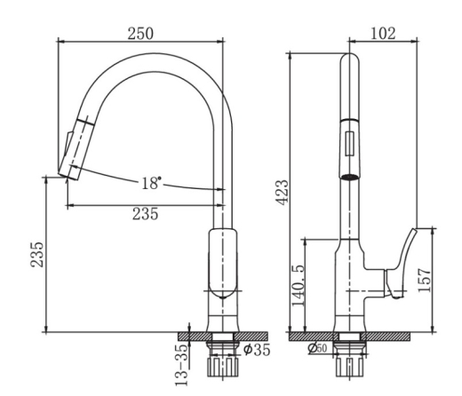 Змішувач для кухні Haiba Bolero 014 з висувною лійкою (HB9591) - 5