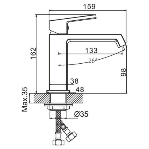 Смеситель для умывальника Haiba GAUDI 001 GRAPHITE (HB9642) - 2