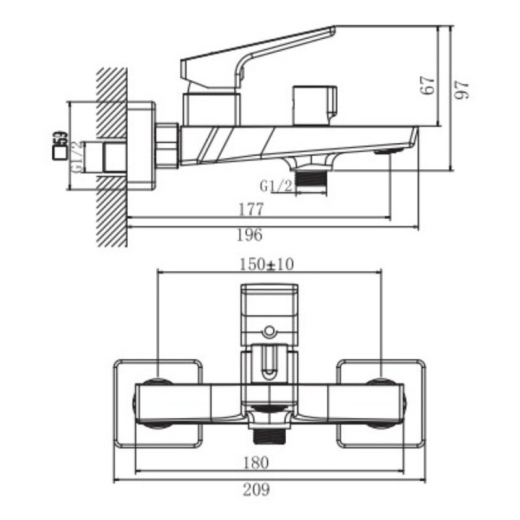 Смеситель для ванны Haiba Turin 009 Euro (HB9657) - 7