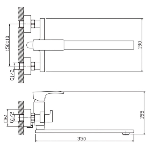 Смеситель для ванны Haiba Monaco 006 Euro (HB9652) - 7