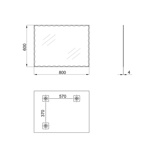 Зеркало настенное Zerix KUBIX MRZ06-60x80-Reverse прямоугольное с декором (ZX5634) - 6