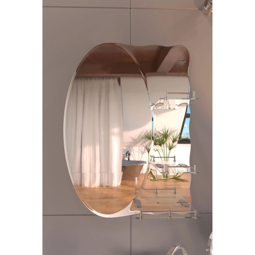 Зеркало настенное Zerix SOLO MOZ01-65x85x10 ассиметичное с 3-мя полками (ZX5625) - 2