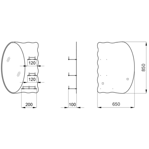 Зеркало настенное Zerix SOLO MOZ01-65x85x10 ассиметичное с 3-мя полками (ZX5625) - 3
