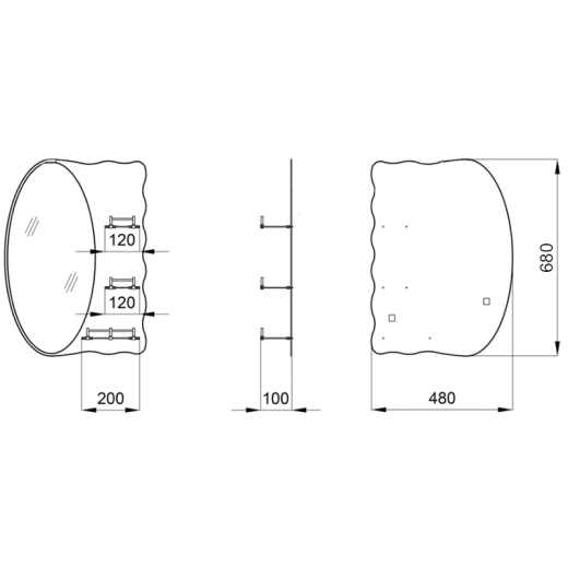 Дзеркало настінне Zerix SOLO MOZ01-48x68x10 асиметричне з 3-ма полицями (ZX5624) - 3