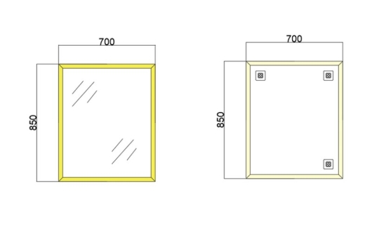 Дзеркало настінне Zerix FONTE MRZ09-70x85-Reverse GOLD прямокутне в золотій рамі (ZX5639) - 7