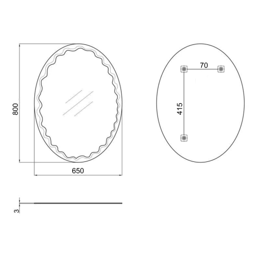 Зеркало настенное Zerix FUSION MOZ02-65x80 овальное с декором (ZX5631) - 6