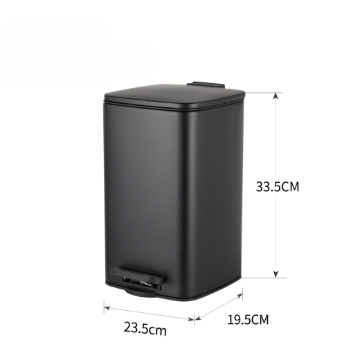 Мусорное ведро с плавным закрытием квадратное Zerix Kubix-TC0108 Black 8 л цвет черный (ZX5892) - 2
