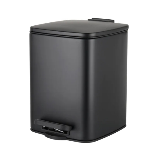 Мусорное ведро с плавным закрытием квадратное Zerix Kubix-TC0106 Black 6 л цвет черный (ZX5890) - 1