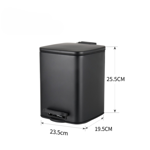 Мусорное ведро с плавным закрытием квадратное Zerix Kubix-TC0106 Black 6 л цвет черный (ZX5890) - 2