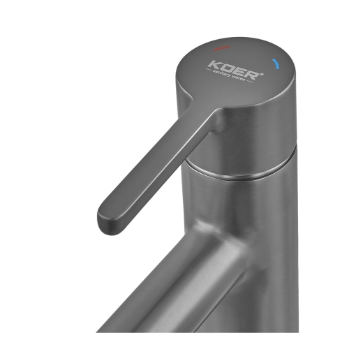 Смеситель для умывальника высокий Koer KB-11029-07 Цвет графит (KR5496) - 5