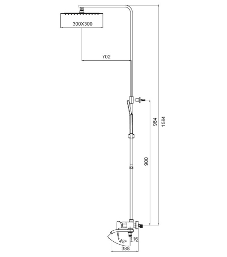 Душова колона із змішувачем KOER KB-56007-01 (Колір хром) (KR3460) - 2