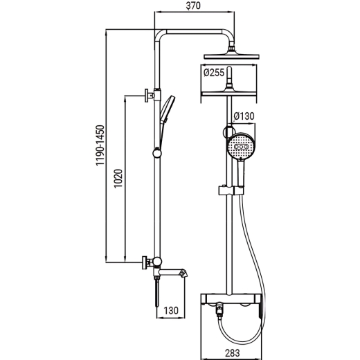 Душова колонна зі змішувачем Koer KB-56029-05 3 функції, колір чорний (KR5490) - 2