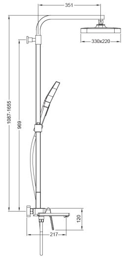Душова колона зі змішувачем Koer KB-56031-01, 3 функції (KR5438) - 2