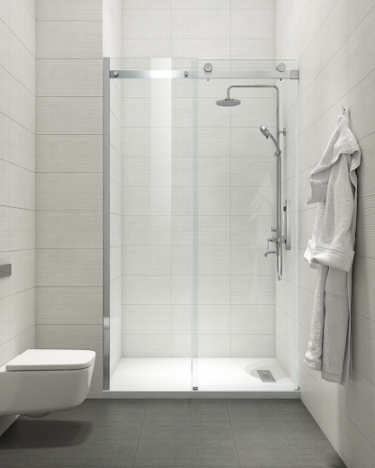 Двері в нішу Koer SR SD01-120x200-TR-02 прозоре скло Easy Clean 8мм, нікель (KR5379) - 1