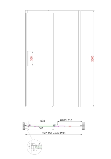 Двері в нішу Koer SR SD05-120x200-TR-01 прозоре скло Easy Clean 6мм, хром (KR5405) - 12
