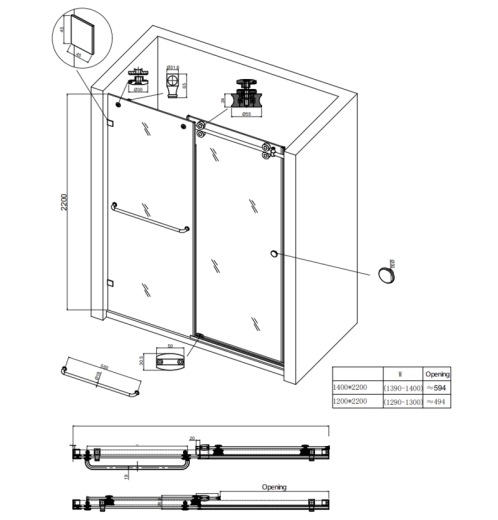 Двері в нішу Koer SR SD06-120x220-TR-01 прозоре скло Easy Clean 8мм, хром (KR5367) - 10