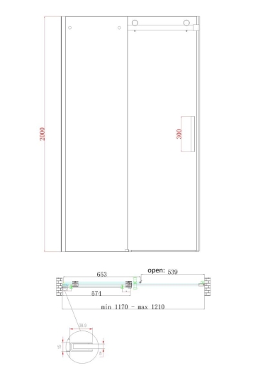 Двері в нішу Koer SR SD01-120x200-TR-01 прозоре скло Easy Clean 8мм, хром (KR5376) - 11
