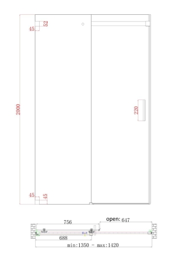 Двері в нішу Koer SR SD02-140x200-TR-01 прозоре скло Easy Clean 8мм, хром (KR5383) - 11