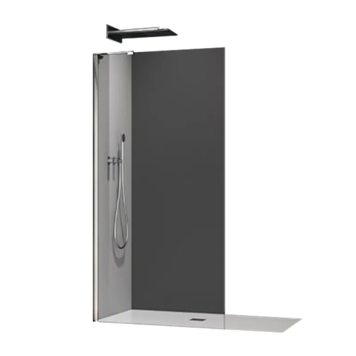 Душова перегородка Koer SR SP02-100x200-TR-01 Walk-In прозоре скло Easy Clean 8мм, хром (KR5395) - 1