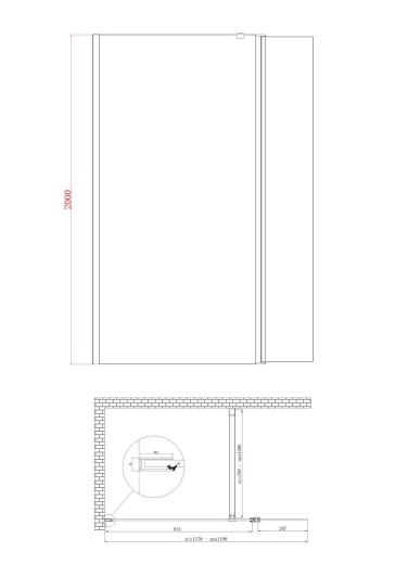 Душова перегородка Koer SR SP03-30x200-TR-01 Walk-In (рух.част) прозоре скло Easy Clean 8мм, хром (KR5399) - 10
