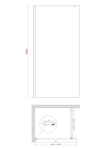 Душова перегородка Koer SR SP01-90x200-TR-01 Walk-In прозоре скло Easy Clean 8мм, хром (KR5392) - 9