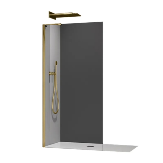 Душова перегородка Koer SR SP02-100x200-TR-12 Walk-In проз.скло Easy Clean 8мм, матове золото (KR5396) - 1