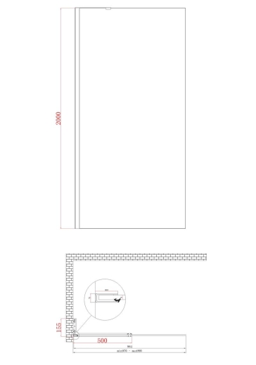 Душова перегородка Koer SR SP02-100x200-TR-12 Walk-In проз.скло Easy Clean 8мм, матове золото (KR5396) - 8