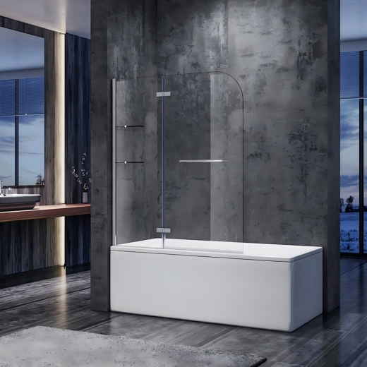 Шторки стеклянные на ванну Koer SR BS05-90x140-TR-01 прозрачное стекло Easy Clean 6мм, хром (KR5372) - 2