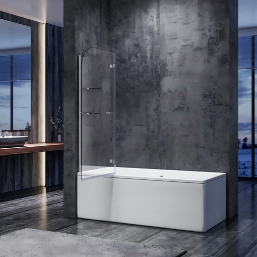 Шторки стеклянные на ванну Koer SR BS05-90x140-TR-01 прозрачное стекло Easy Clean 6мм, хром (KR5372) - 5