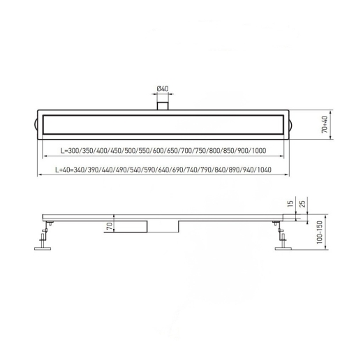 Душевой трап Koer FD29-70x600-Black из нержавеющей стали SUS304 70x600мм (AC0680) - 2