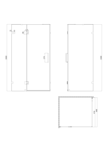 Бічна стінка до кабіни Koer SR SW04-90x200-TR-07 прозоре скло Easy Clean 10мм, графіт (KR5391) - 8