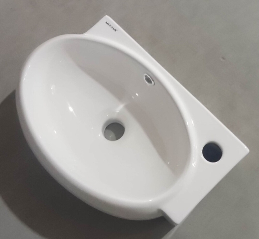 Раковина підвісна Mixxus Premium DIVERSE-1201-L 400х215х140mm з отвором під змішувач та переливом (MP6507) - 4