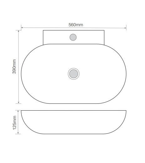 Раковина підвісна MIXXUS PREMIUM DIVERSE-0201 560х390х125mm з отвором під змішувач (MP6510) - 2
