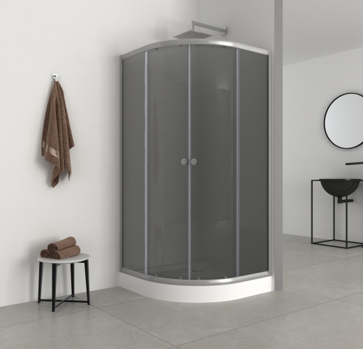 Душова кабіна з низьким піддоном Mixxus PLAIN SCT02-90x90x195-GR SATIN сіре тоноване скло 4мм (MI6898) - 6