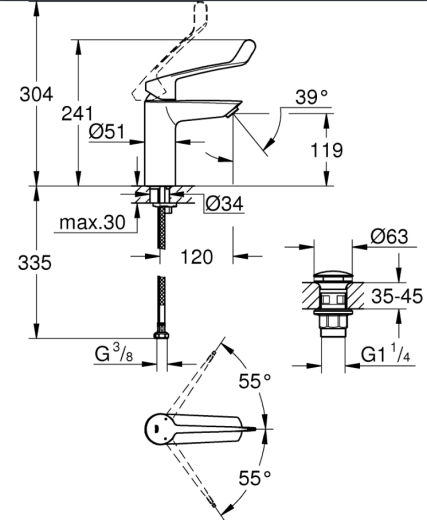 Смеситель для умывальника Grohe Eurosmart New однорычажный, хром (23983003) - 2