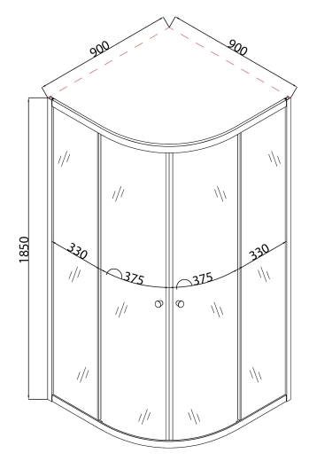 Душевая кабина без поддона Mixxus PLAIN SC01-90x90x185-TR GRAPHITE прозрачное стекло 4мм (MI6902) - 2