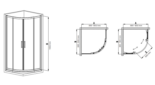 Душевая кабина без поддона Mixxus Premium DIVERSE SC01-90x90x195-TR Black прозрачное стекло 5мм (MI6860) - 2