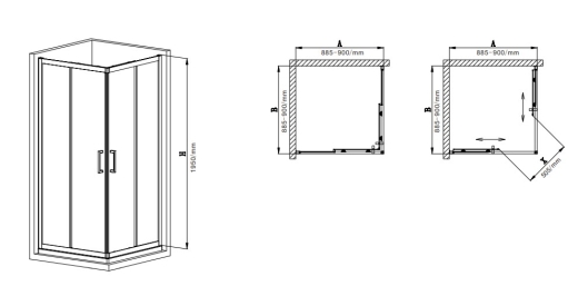 Душевая кабина без поддона Mixxus Premium DIVERSE SC02-90x90x195-TR Black прозрачное стекло 5мм (MI6862) - 2