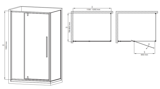 Душова кабіна без піддону Mixxus Premium BEVEL SC01-120x80x195-TR Chrome прозоре скло 6мм (MI6871) - 2