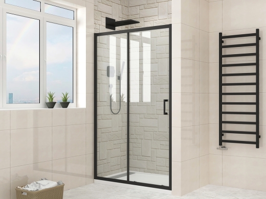 Двері в нішу Mixxus Premium DIVERSE SD01-140x185-TR Black прозоре скло 5мм (MI6878) - 4
