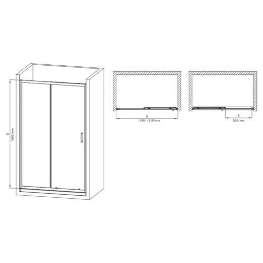 Двері в нішу Mixxus Premium DIVERSE SD01-120x185-TR Chrome прозоре скло 5мм (MI6873) - 2