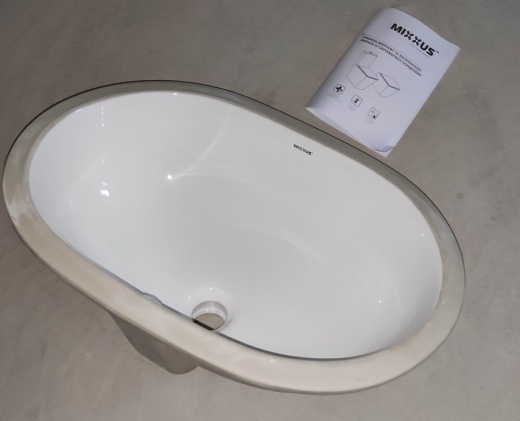 Раковина врезная под столешницу MIXXUS PREMIUM ELLIPSE-1701 570х385х205mm с переливом (MP6566) - 4