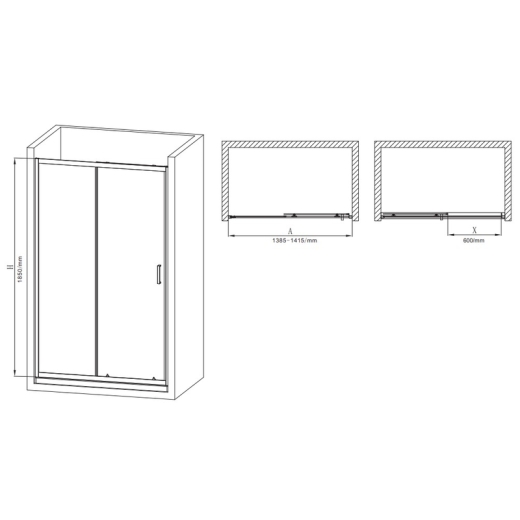 Двері в нішу Mixxus Premium DIVERSE SD01-140x185-TR Chrome прозоре скло 5мм (MI6874) - 2