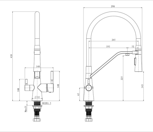 Змішувач для кухні Mixxus Premium Magnet 021 REFL.BLACK (MI6973) - 2