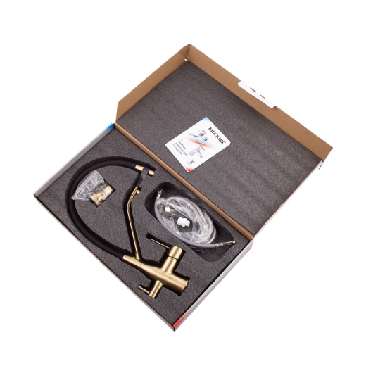 Смеситель для кухни MixxusPremium Gravity 021 BRUSHED GOLD REFL.BLACK (MI6981) - 8