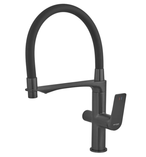 Змішувач для кухні Mixxus Premium DERBY 021 (NUT) BLACK REFL.BLACK з виходом для питної води (MI6606) - 1