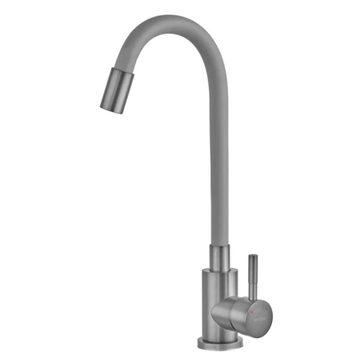 Змішувач для кухні MIXXUS SEO-011 GRAPHITE REFL.GRAY з силіконовим виливом з нерж.сталі SUS304, колір графіт (MI8225) - 1